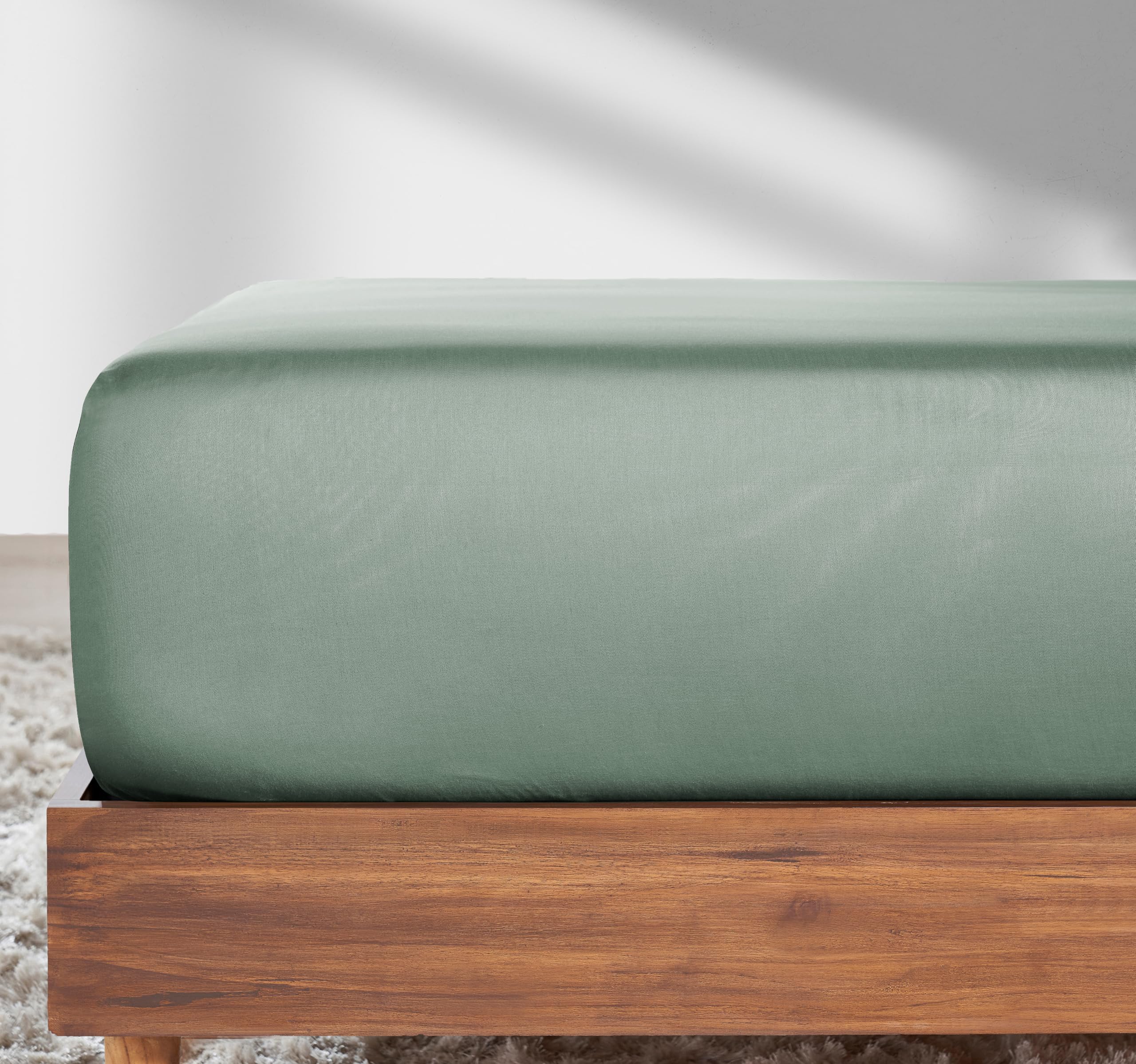 California Design Den Twin Fitted Sheets Only Cotton, Deep Pocket, 100% Cotton 1 Pc Fitted Sheet Twin, No Pop-Off Elastic, Durab